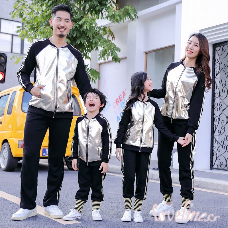 安く 買える 家族服お揃い ジャケット 長袖 野球服 パーカー 親子服 上下セット トレーナー ペアルック キッズ大人 アウター 親子服 カップル服 上下セット 4点送料無料 直営通販サイト Siaptech Com